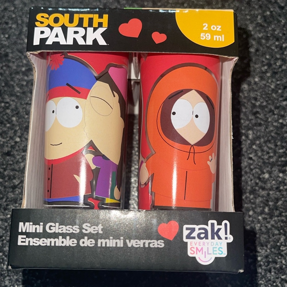 Zak Mini Glass Set SOUTH PARK Ensamble de mini verras NWT
